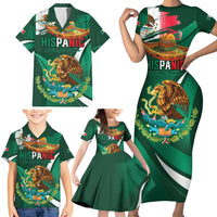 Mexico Hispanic Heritage Personalized Family Matching Short Sleeve Bodycon Dress and Hawaiian Shirt With Aguila Mexicana - Wonder Print Shop