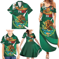 Mexico Hispanic Heritage Personalized Family Matching Summer Maxi Dress and Hawaiian Shirt With Aguila Mexicana - Wonder Print Shop