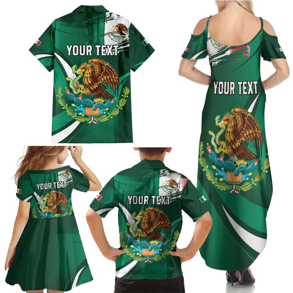 Mexico Hispanic Heritage Personalized Family Matching Summer Maxi Dress and Hawaiian Shirt With Aguila Mexicana - Wonder Print Shop