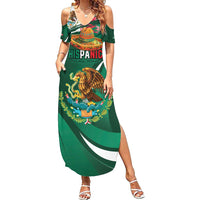 Mexico Hispanic Heritage Personalized Family Matching Summer Maxi Dress and Hawaiian Shirt With Aguila Mexicana - Wonder Print Shop