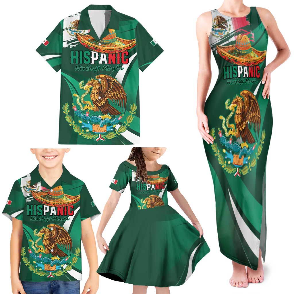 Mexico Hispanic Heritage Personalized Family Matching Tank Maxi Dress and Hawaiian Shirt With Aguila Mexicana - Wonder Print Shop