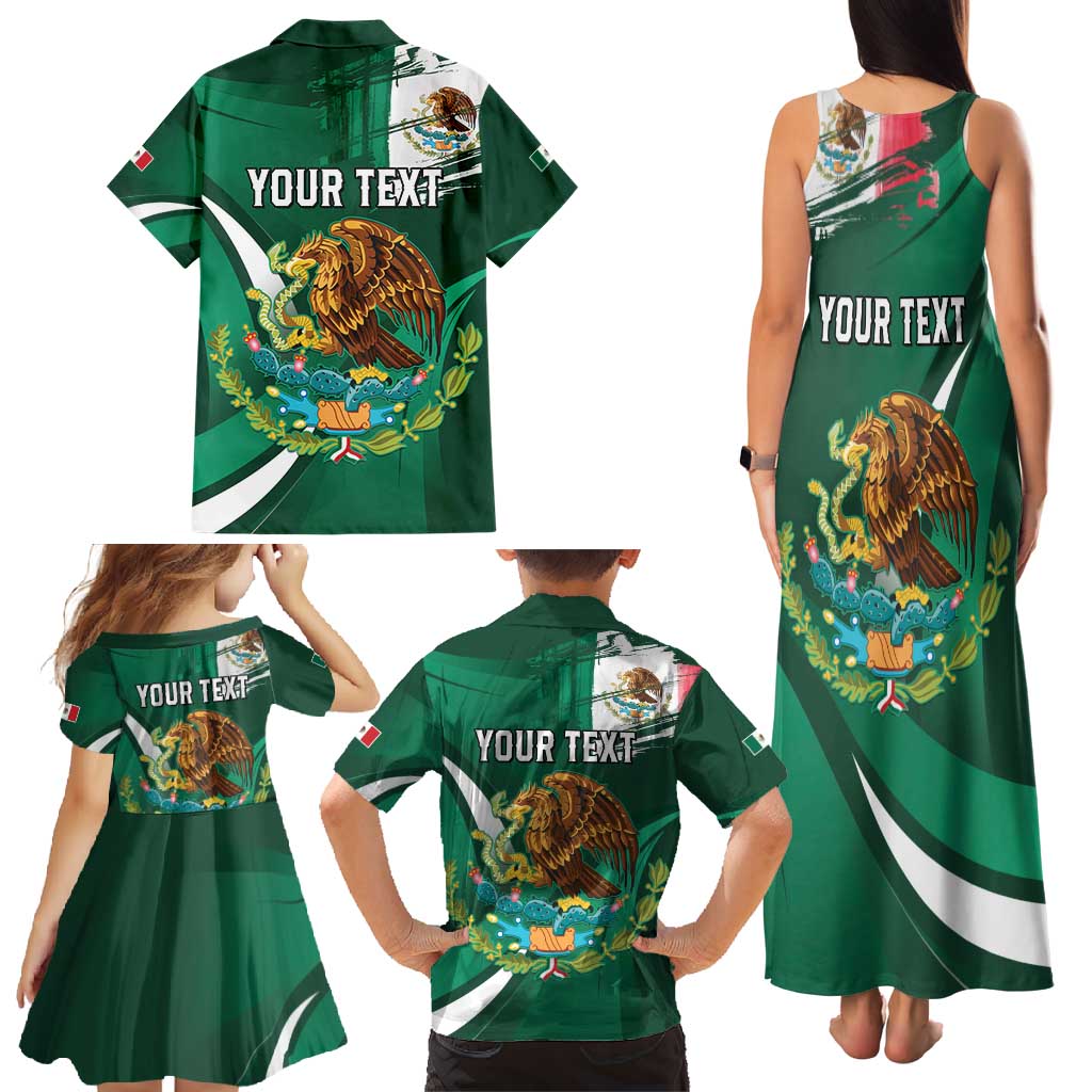 Mexico Hispanic Heritage Personalized Family Matching Tank Maxi Dress and Hawaiian Shirt With Aguila Mexicana - Wonder Print Shop