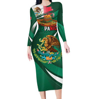 Mexico Hispanic Heritage Personalized Long Sleeve Bodycon Dress With Aguila Mexicana - Wonder Print Shop