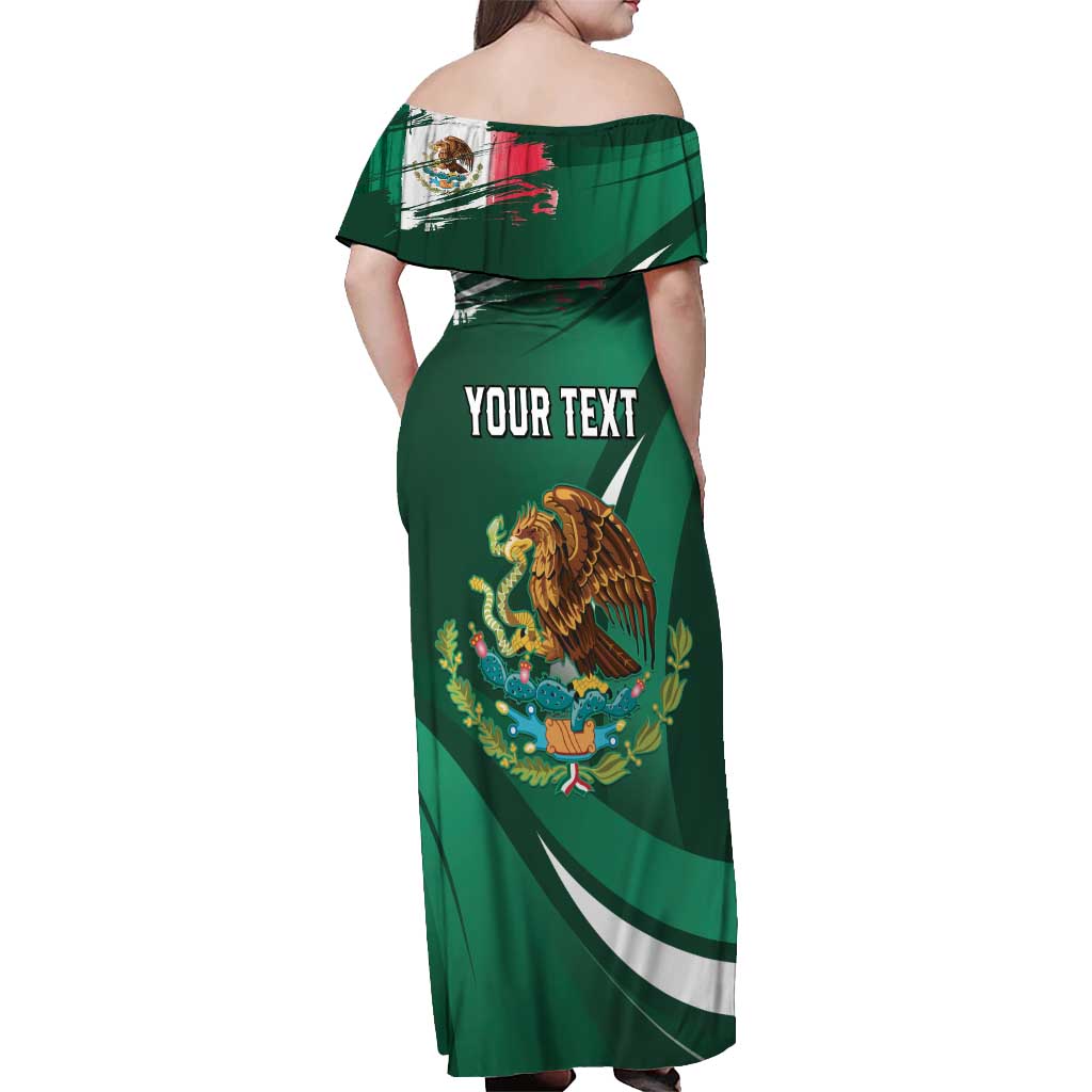 Mexico Hispanic Heritage Personalized Off Shoulder Maxi Dress With Aguila Mexicana - Wonder Print Shop