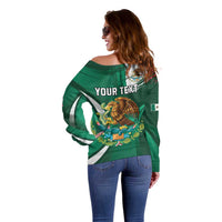 Mexico Hispanic Heritage Personalized Off Shoulder Sweater With Aguila Mexicana - Wonder Print Shop