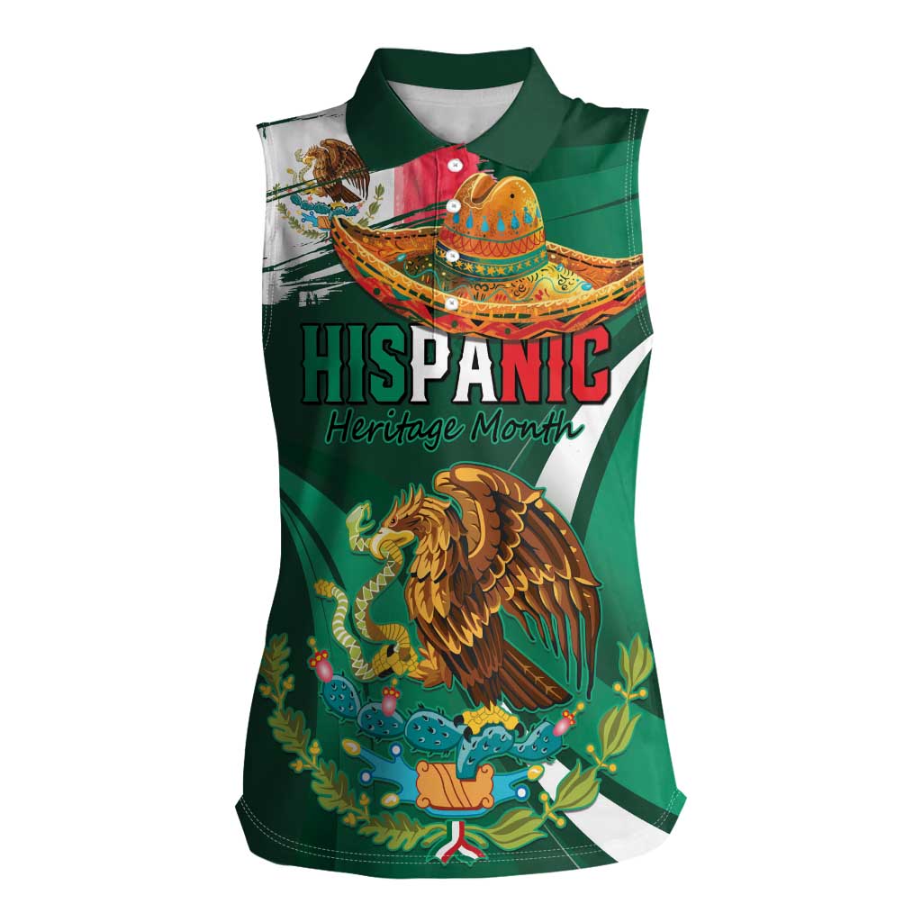 Mexico Hispanic Heritage Personalized Women Sleeveless Polo Shirt With Aguila Mexicana - Wonder Print Shop