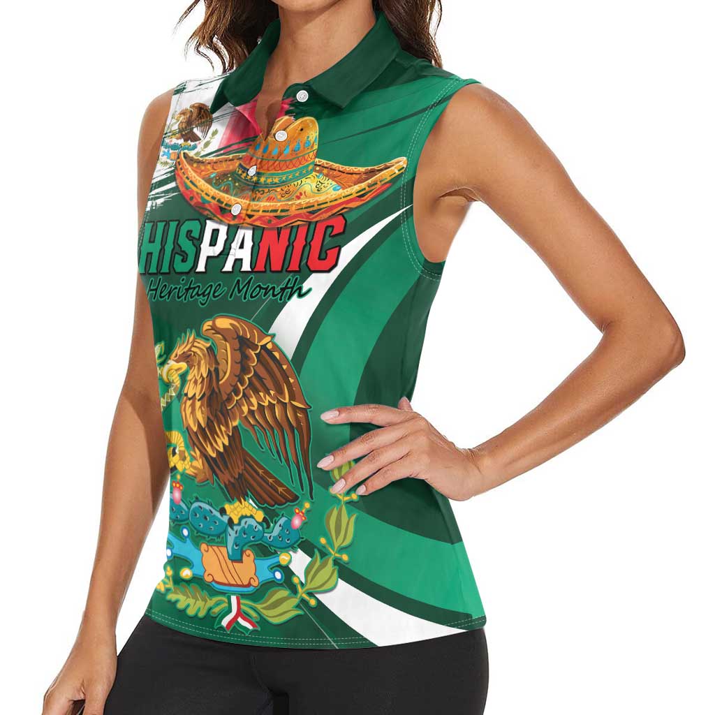 Mexico Hispanic Heritage Personalized Women Sleeveless Polo Shirt With Aguila Mexicana - Wonder Print Shop