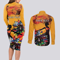 Spain Hispanic Heritage Personalized Couples Matching Long Sleeve Bodycon Dress and Long Sleeve Button Shirt LT9 - Wonder Print Shop