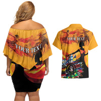 Spain Hispanic Heritage Personalized Couples Matching Off Shoulder Short Dress and Hawaiian Shirt LT9 - Wonder Print Shop
