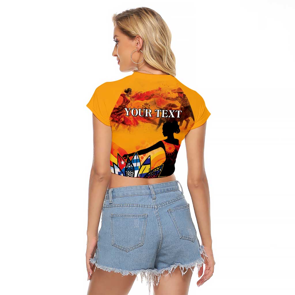 Spain Hispanic Heritage Personalized Raglan Cropped T Shirt - Wonder Print Shop