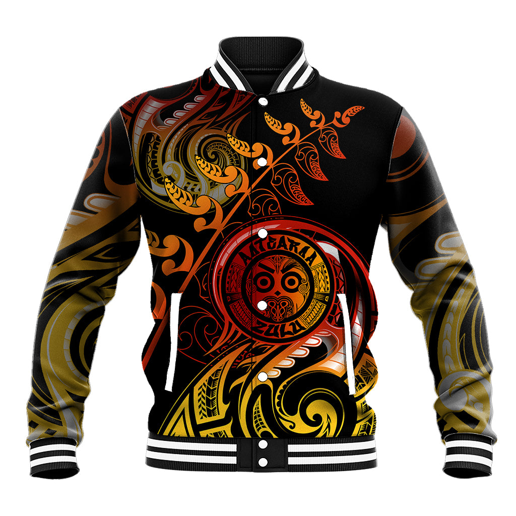 New Zealand Baseball Jacket Aotearoa Wisdom Face Maori Fern Tattoo Arty LT9 - Wonder Print Shop