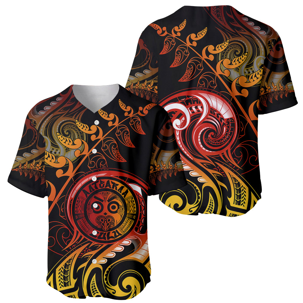 New Zealand Baseball Jersey Aotearoa Wisdom Face Maori Fern Tattoo Arty LT9 - Wonder Print Shop