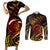New Zealand Couples Matching Short Sleeve Bodycon Dress and Long Sleeve Button Shirts Aotearoa Wisdom Face Maori Fern Tattoo Arty LT9 - Wonder Print Shop