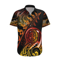 New Zealand Hawaiian Shirt Aotearoa Wisdom Face Maori Fern Tattoo Arty - Wonder Print Shop