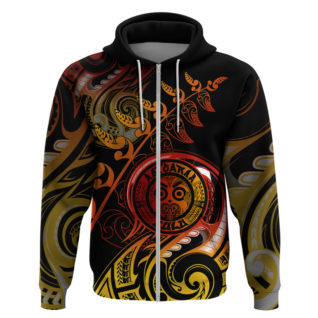 New Zealand Hoodie Aotearoa Wisdom Face Maori Fern Tattoo Arty - Wonder Print Shop