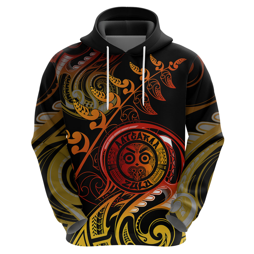 New Zealand Hoodie Aotearoa Wisdom Face Maori Fern Tattoo Arty - Wonder Print Shop