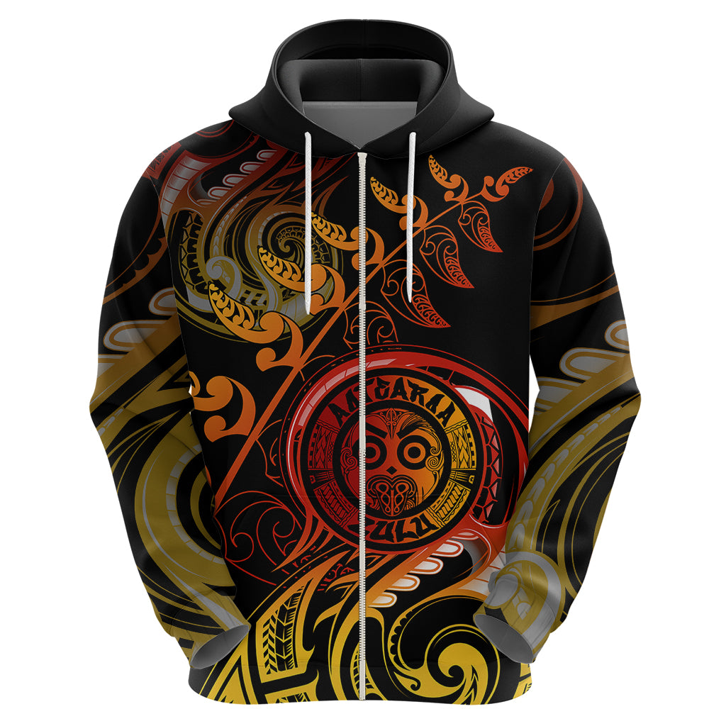 New Zealand Hoodie Aotearoa Wisdom Face Maori Fern Tattoo Arty - Wonder Print Shop
