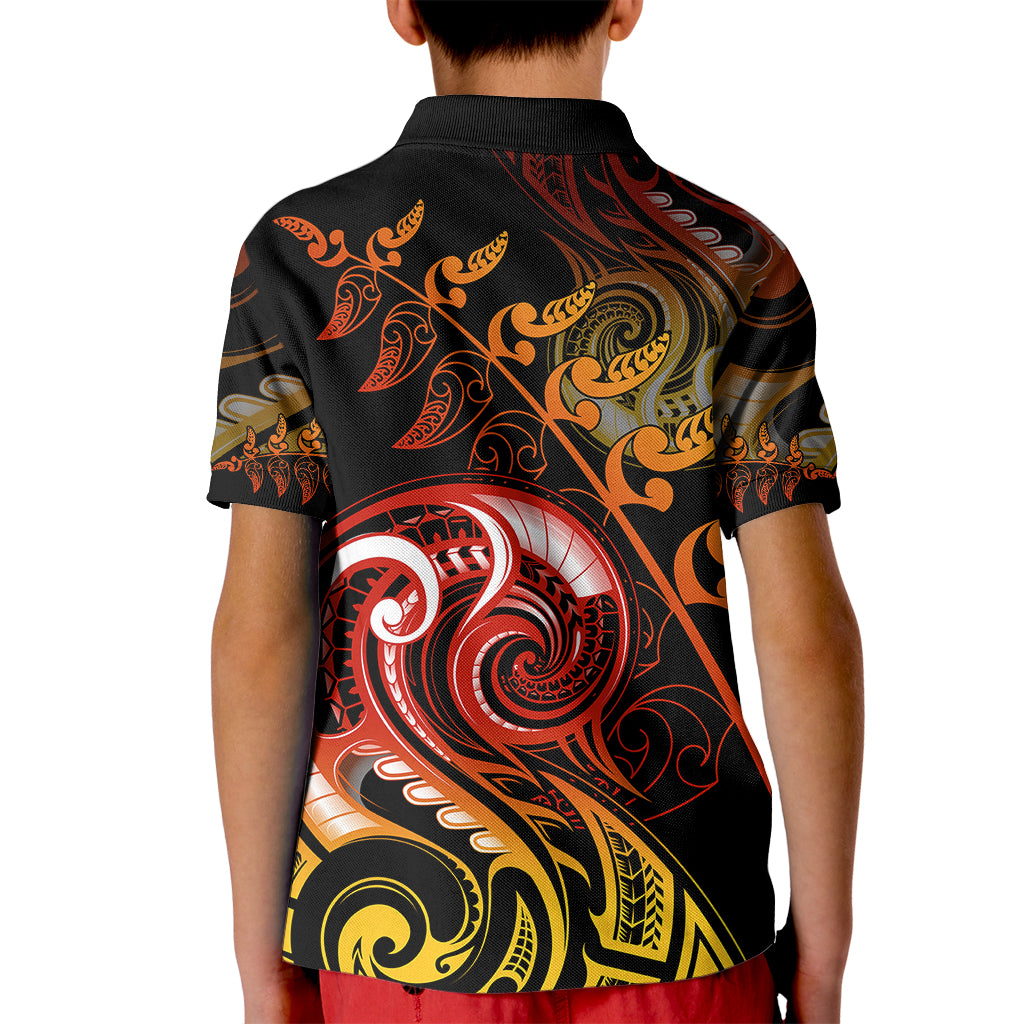 New Zealand Kid Polo Shirt Aotearoa Wisdom Face Maori Fern Tattoo Arty - Wonder Print Shop