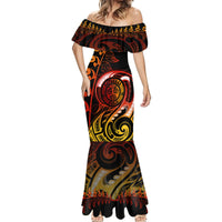 New Zealand Mermaid Dress Aotearoa Wisdom Face Maori Fern Tattoo Arty - Wonder Print Shop