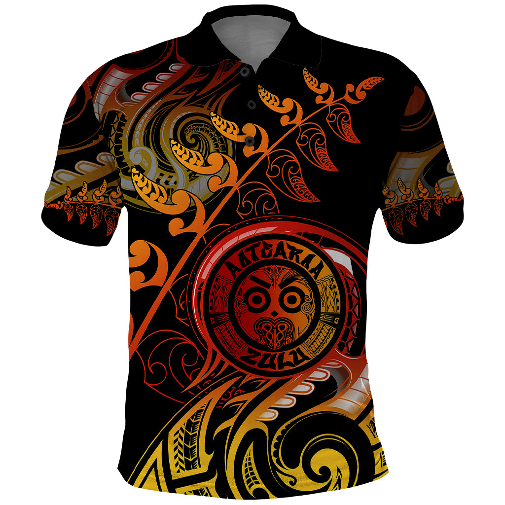 New Zealand Polo Shirt Aotearoa Wisdom Face Maori Fern Tattoo Arty - Wonder Print Shop