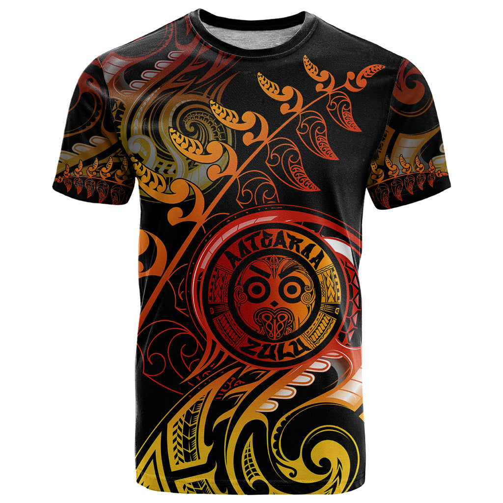 New Zealand T Shirt Aotearoa Wisdom Face Maori Fern Tattoo Arty - Wonder Print Shop
