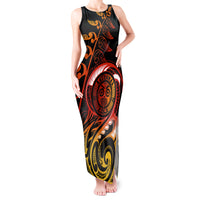New Zealand Tank Maxi Dress Aotearoa Wisdom Face Maori Fern Tattoo Arty - Wonder Print Shop