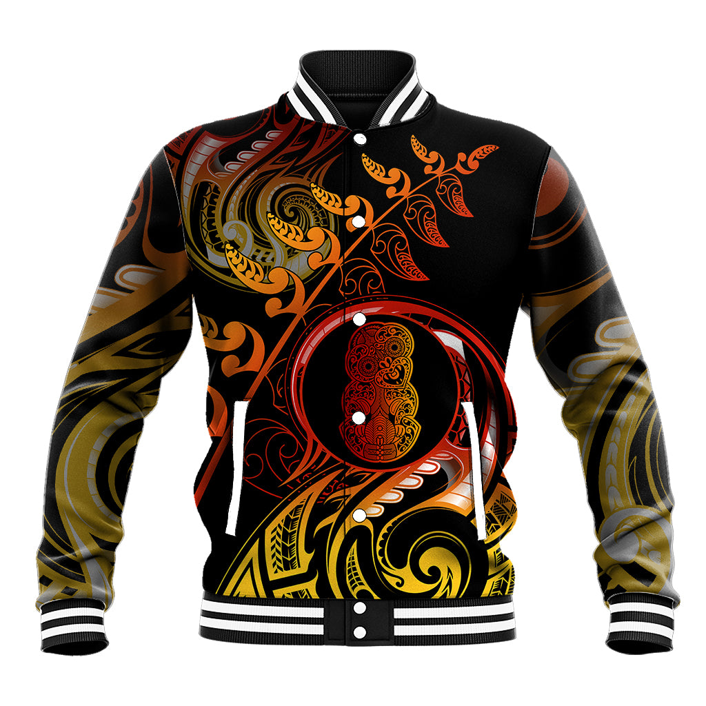 New Zealand Baseball Jacket Aotearoa Hei-Tiki Maori Fern Tattoo Arty LT9 - Wonder Print Shop