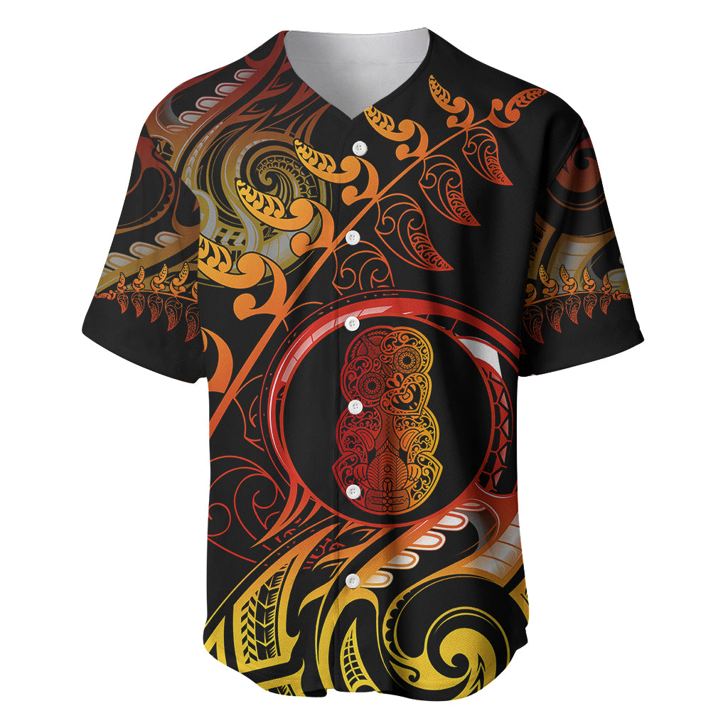 New Zealand Baseball Jersey Aotearoa Hei-Tiki Maori Fern Tattoo Arty LT9 - Wonder Print Shop