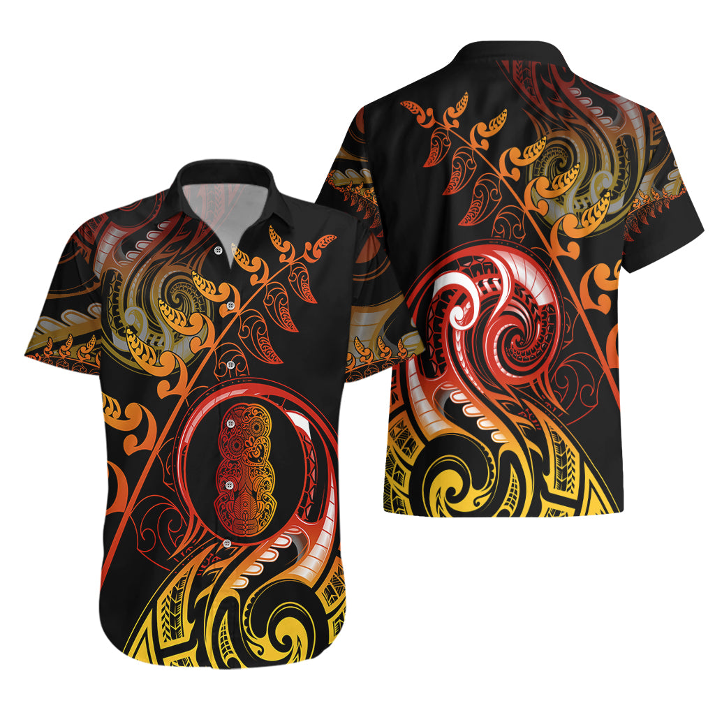 New Zealand Hawaiian Shirt Aotearoa Hei-Tiki Maori Fern Tattoo Arty - Wonder Print Shop