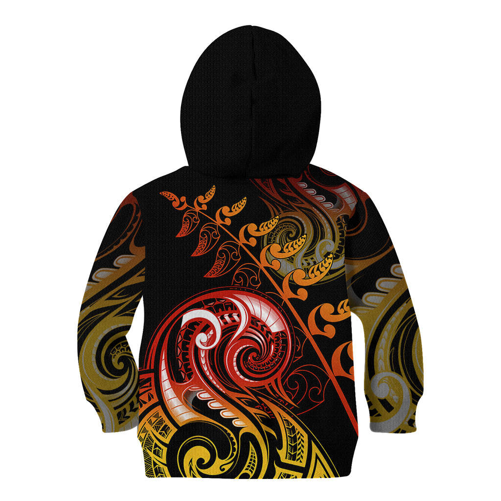New Zealand Kid Hoodie Aotearoa Hei-Tiki Maori Fern Tattoo Arty - Wonder Print Shop