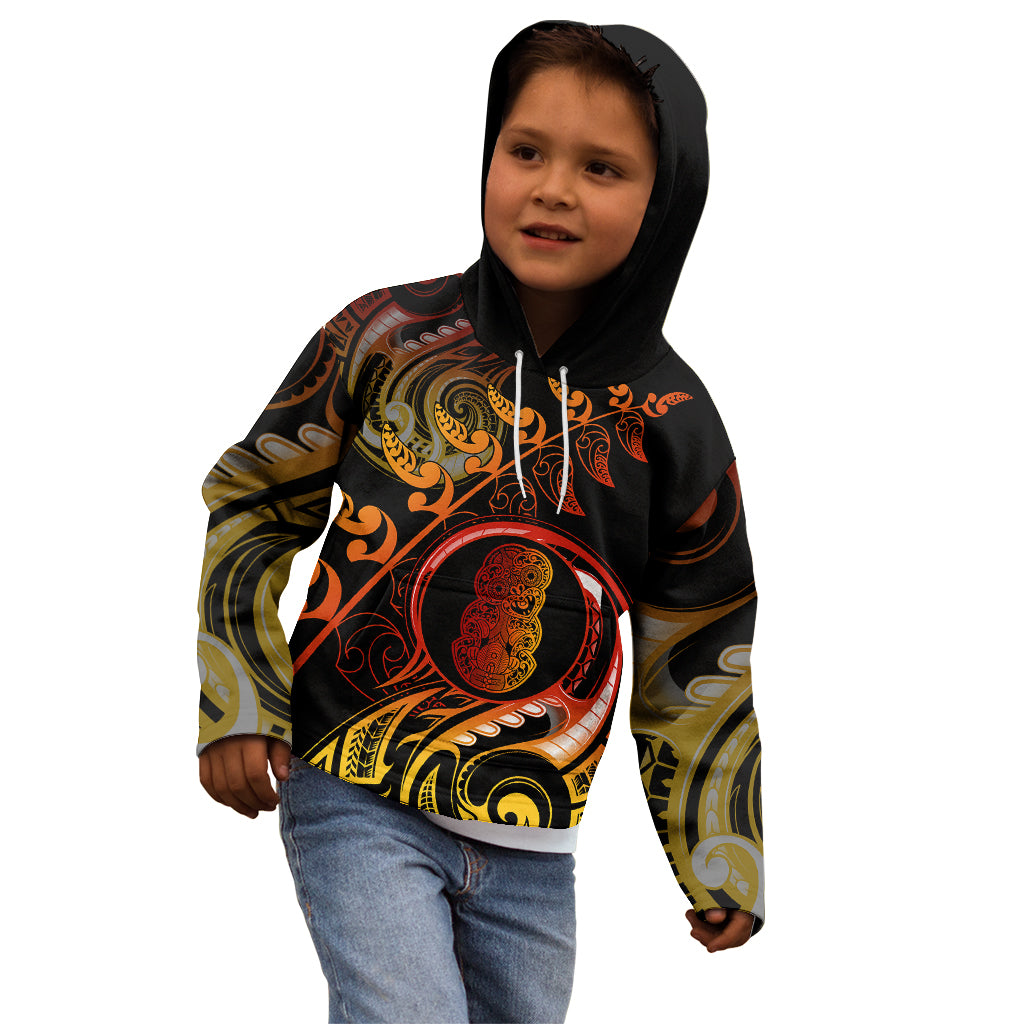 New Zealand Kid Hoodie Aotearoa Hei-Tiki Maori Fern Tattoo Arty - Wonder Print Shop
