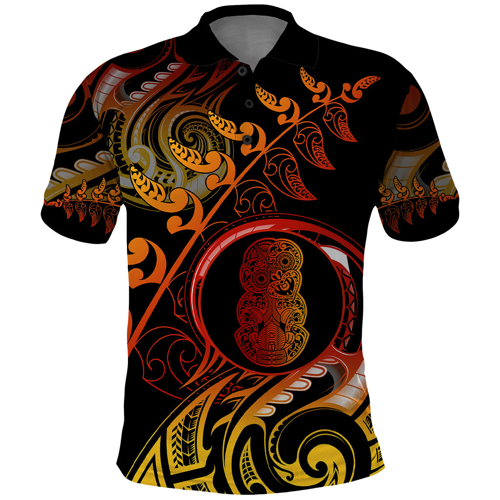 New Zealand Polo Shirt Aotearoa Hei-Tiki Maori Fern Tattoo Arty - Wonder Print Shop