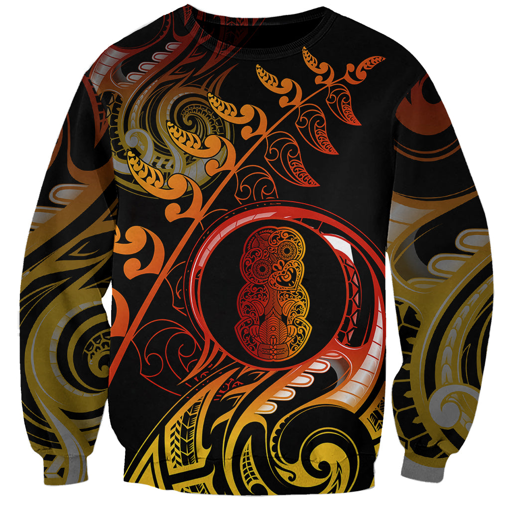 New Zealand Sweatshirt Aotearoa Hei-Tiki Maori Fern Tattoo Arty - Wonder Print Shop