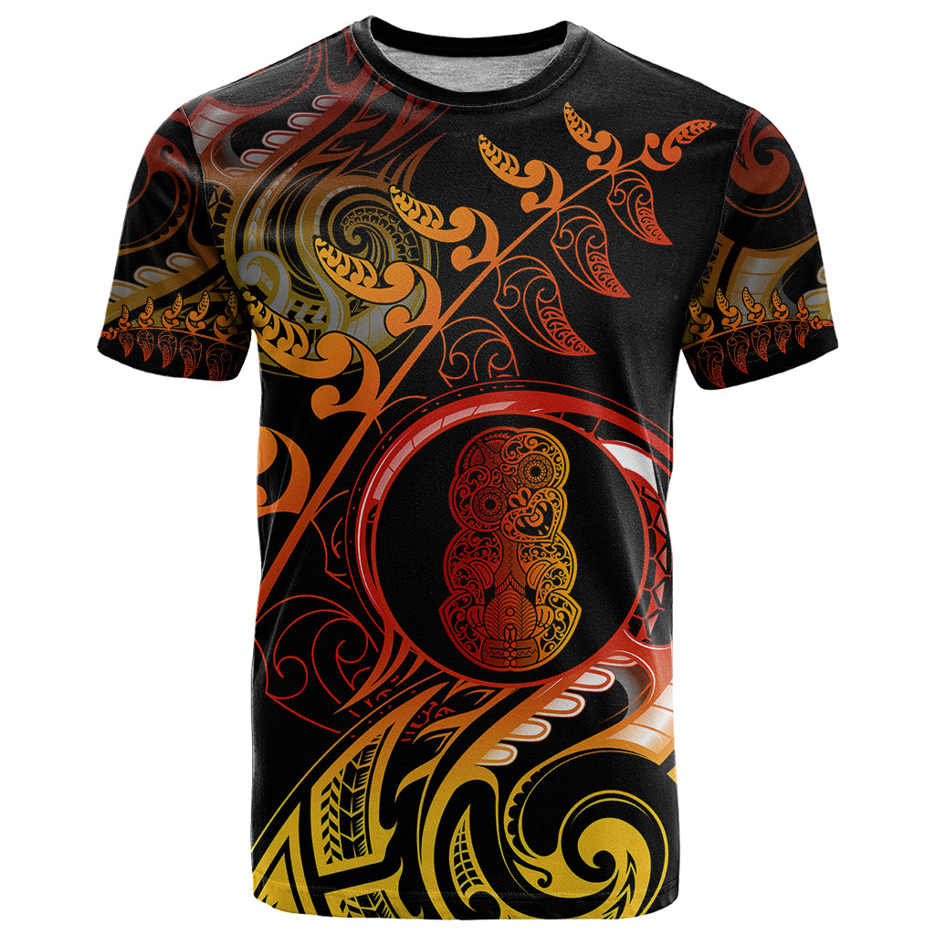 New Zealand T Shirt Aotearoa Hei-Tiki Maori Fern Tattoo Arty - Wonder Print Shop