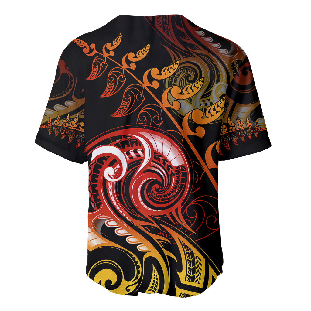 New Zealand Baseball Jersey Aotearoa Kiwi Bird Maori Fern Tattoo Arty LT9 - Wonder Print Shop