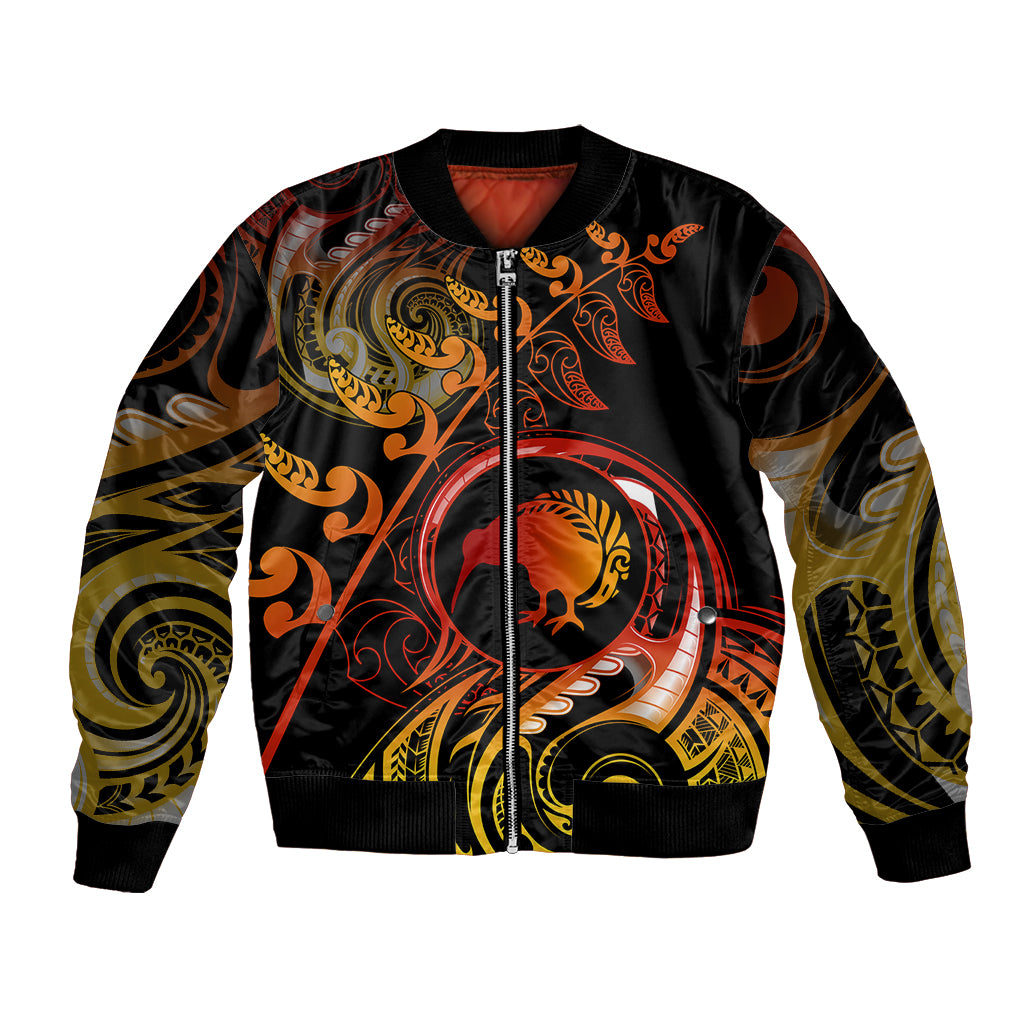 New Zealand Bomber Jacket Aotearoa Kiwi Bird Maori Fern Tattoo Arty LT9 - Wonder Print Shop