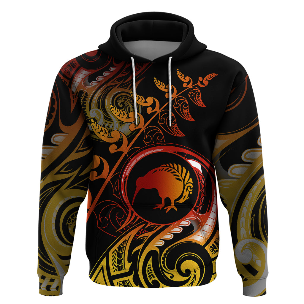 New Zealand Hoodie Aotearoa Kiwi Bird Maori Fern Tattoo Arty - Wonder Print Shop
