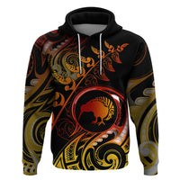New Zealand Hoodie Aotearoa Kiwi Bird Maori Fern Tattoo Arty - Wonder Print Shop