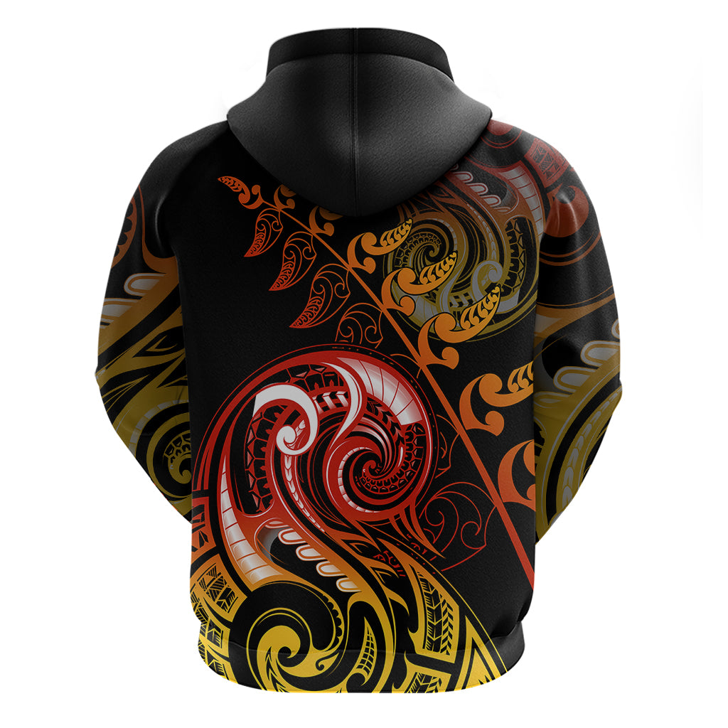 New Zealand Hoodie Aotearoa Kiwi Bird Maori Fern Tattoo Arty - Wonder Print Shop