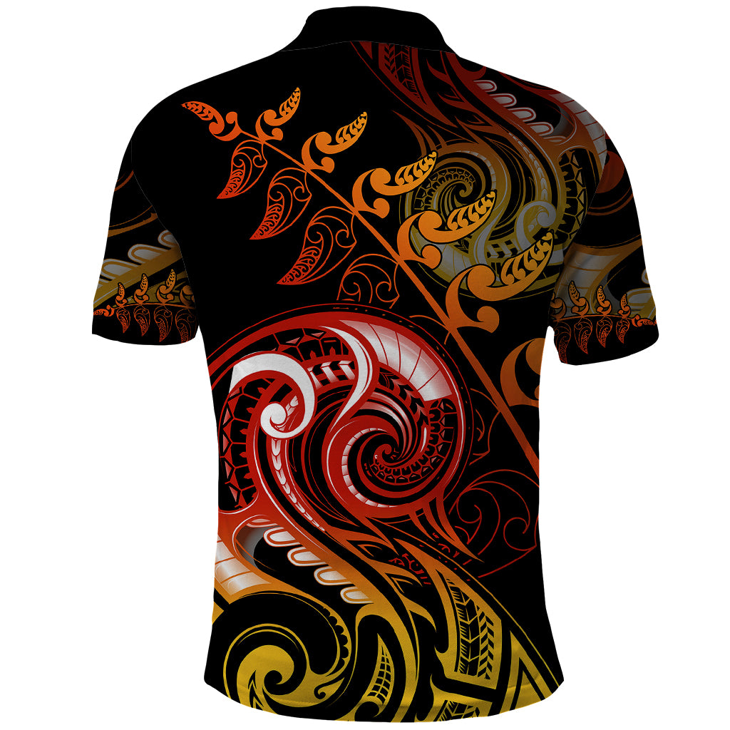 New Zealand Polo Shirt Aotearoa Kiwi Bird Maori Fern Tattoo Arty - Wonder Print Shop