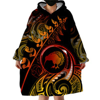 New Zealand Wearable Blanket Hoodie Aotearoa Kiwi Bird Maori Fern Tattoo Arty - Wonder Print Shop
