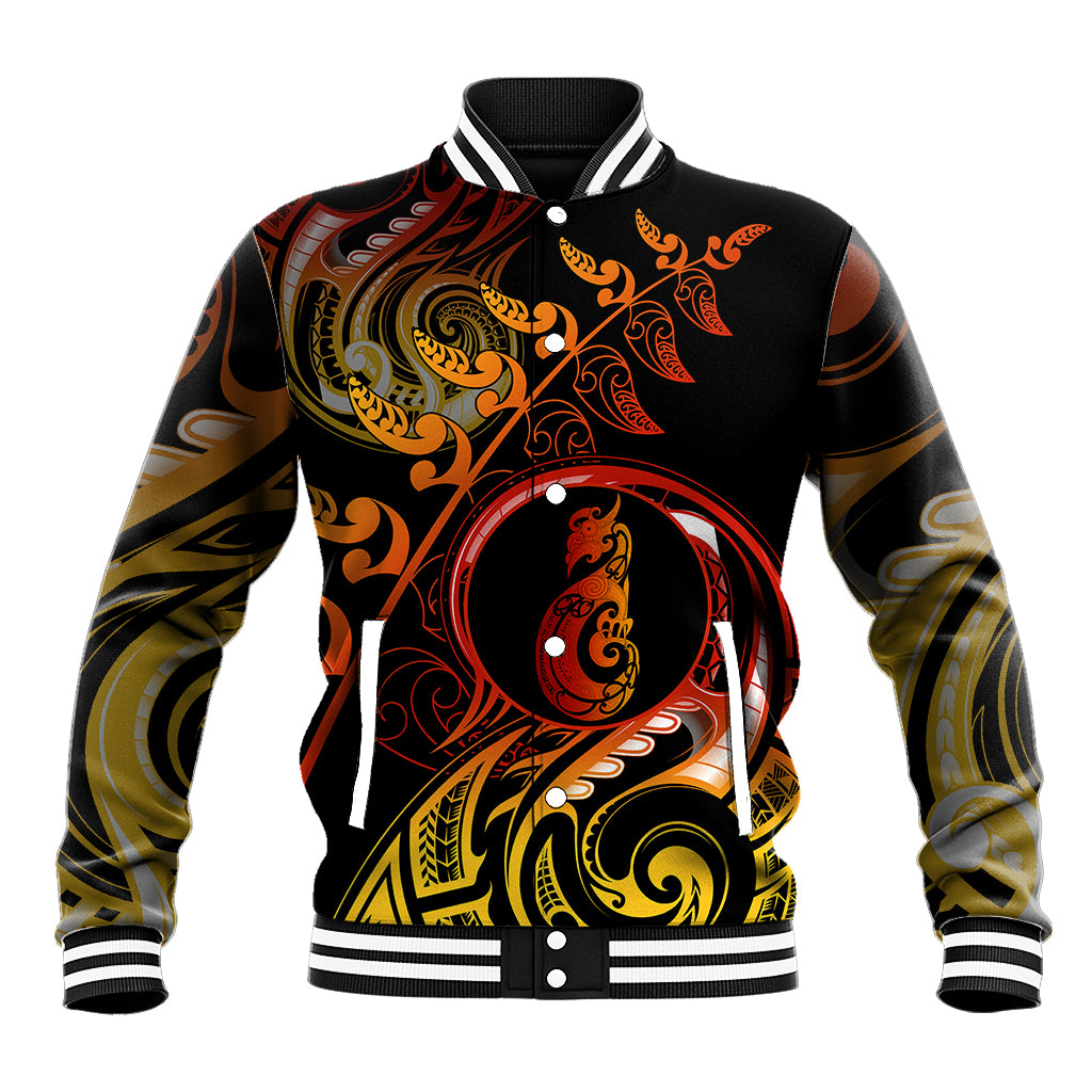 New Zealand Baseball Jacket Aotearoa Manaia Maori Fern Tattoo Arty LT9 - Wonder Print Shop