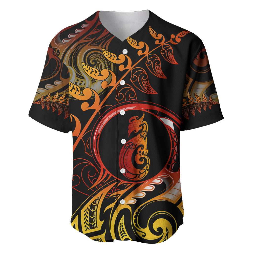 New Zealand Baseball Jersey Aotearoa Manaia Maori Fern Tattoo Arty LT9 - Wonder Print Shop