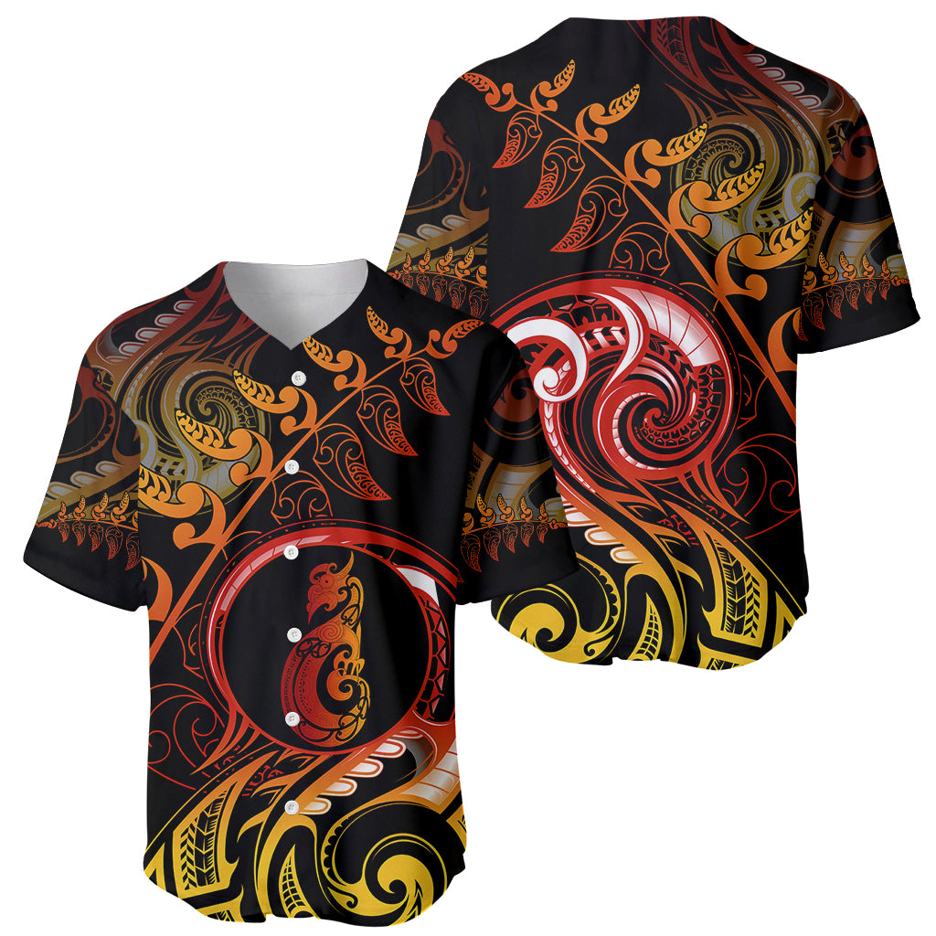 New Zealand Baseball Jersey Aotearoa Manaia Maori Fern Tattoo Arty LT9 - Wonder Print Shop