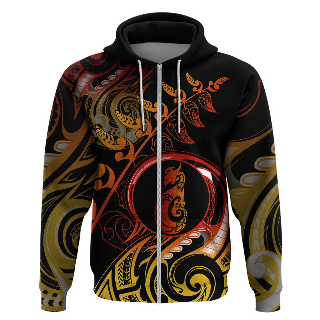 New Zealand Hoodie Aotearoa Manaia Maori Fern Tattoo Arty - Wonder Print Shop