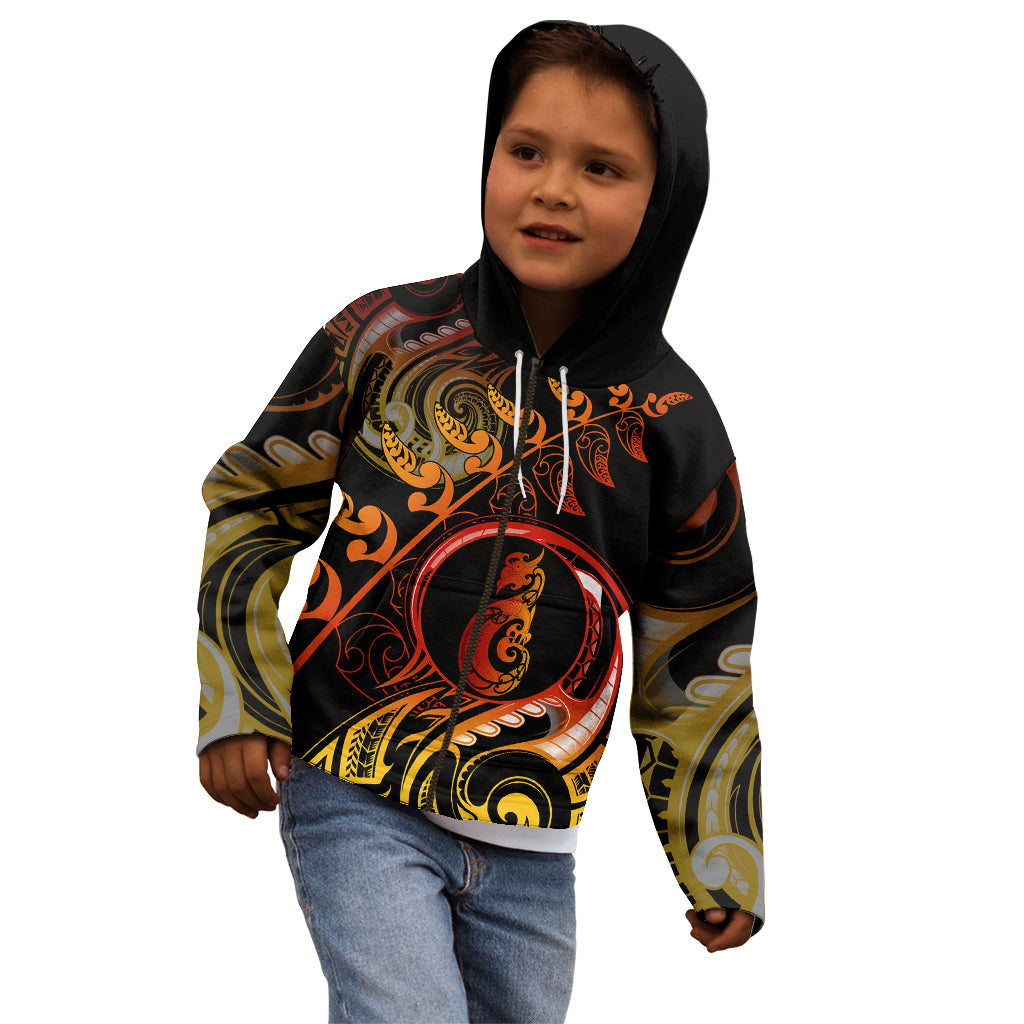 New Zealand Kid Hoodie Aotearoa Manaia Maori Fern Tattoo Arty - Wonder Print Shop