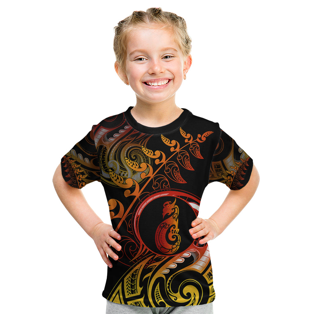 New Zealand Kid T Shirt Aotearoa Manaia Maori Fern Tattoo Arty - Wonder Print Shop
