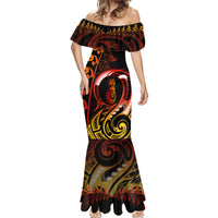 New Zealand Mermaid Dress Aotearoa Manaia Maori Fern Tattoo Arty - Wonder Print Shop