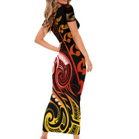 New Zealand Short Sleeve Bodycon Dress Aotearoa Manaia Maori Fern Tattoo Arty - Wonder Print Shop