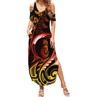 New Zealand Summer Maxi Dress Aotearoa Manaia Maori Fern Tattoo Arty - Wonder Print Shop